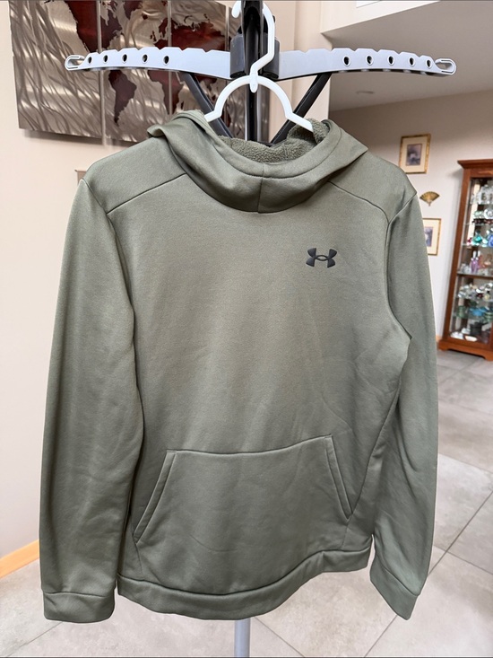Under Armour Other - Under Armour Olive Green Hoodie with Fleece Lining Youth XL